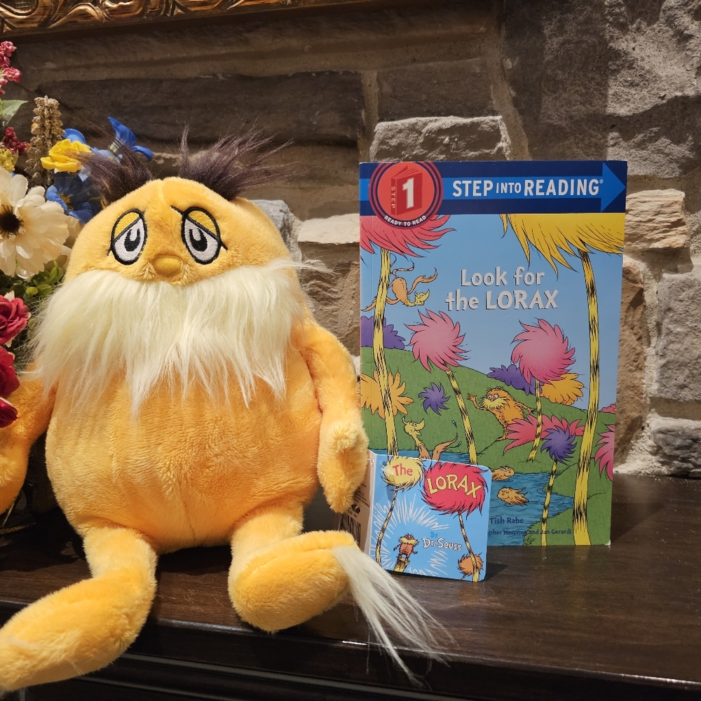 Dr Seuss Set - "Look For The Lorax" - New With Tags Stuffed Lorax and Book